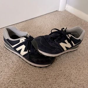 Navy blue, new balance shoes.